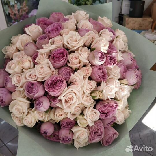 Пионовидные розы, Букет из пионовидных роз, достав