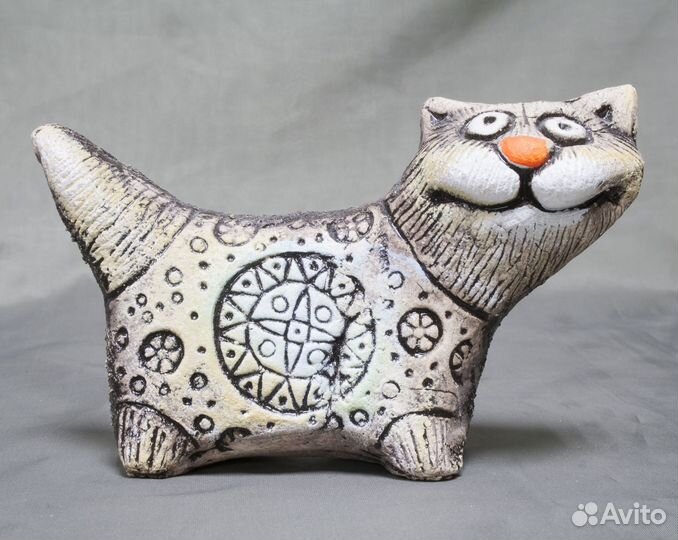 Статуэтка Кошка белая, голубые глаза, кермика, выс