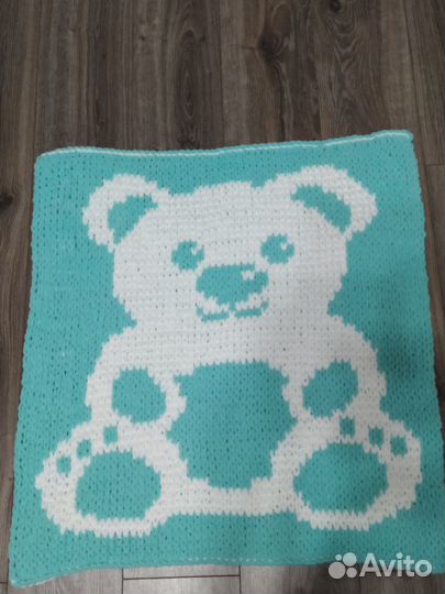 Плед плюшевый вязаный детский