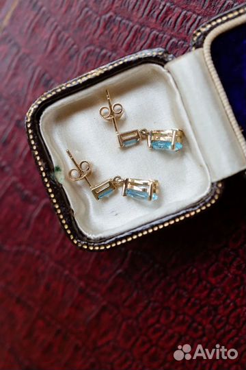 Серьги из золота 375 пробы с топазами