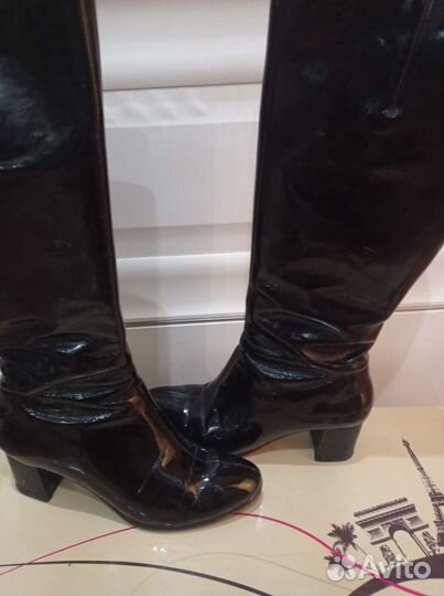 Сапоги Эконика лаковые черные