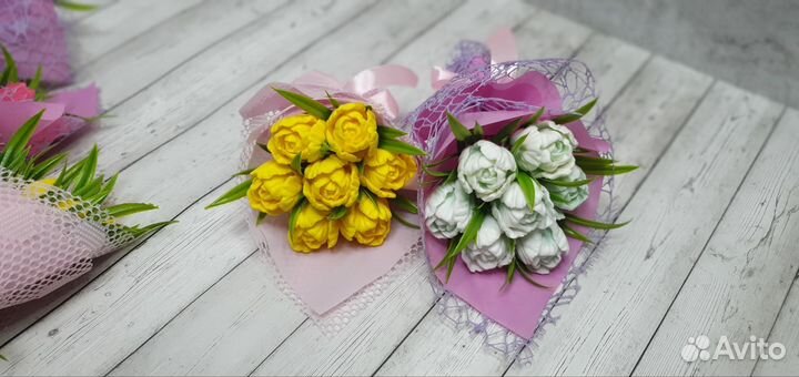 Мыло ручной работы, тюльпаны к 8 марта