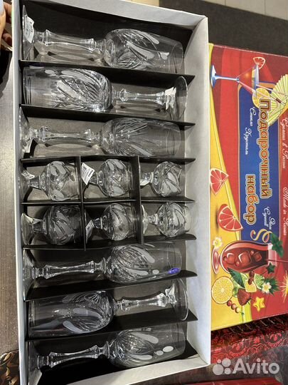 Подарочный набор бокалов и рюмок хрусталь