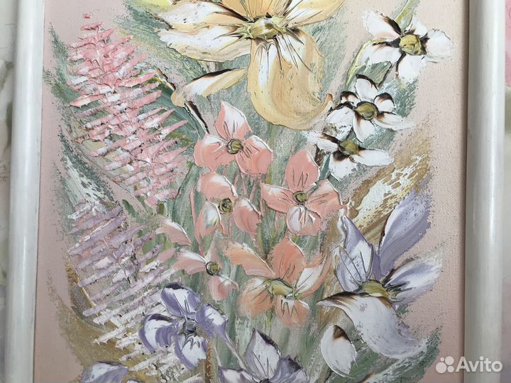 Картина цветы, масло, холст