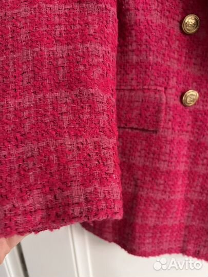 Жакет твидовый ярко розовый