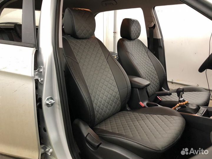 Авточехлы Хендай Крета Экокожа Ромб