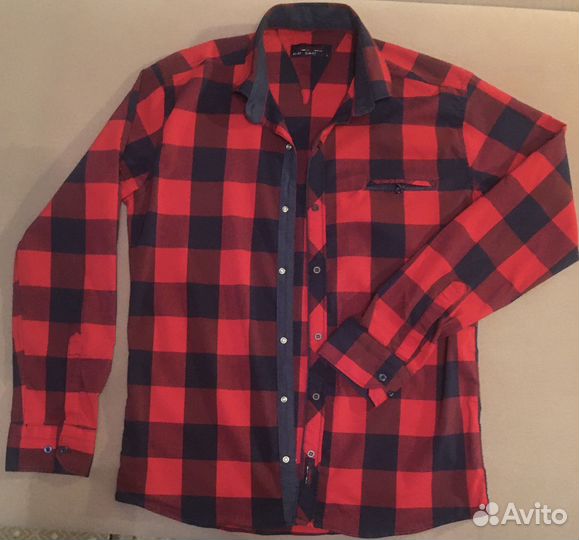 Рубашка в клетку на кнопках для мальчика 158-164