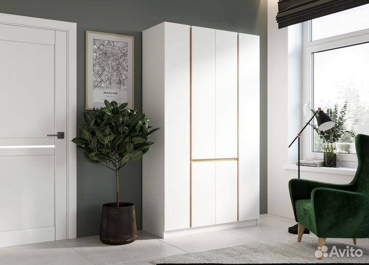 Шкаф Мадера 120.4 Комби белый эгер+крафт золотой