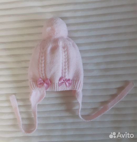 Шапочка для новорожденной девочки, зимняя
