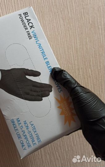 Перчатки чёрные, нитриловые, размер L