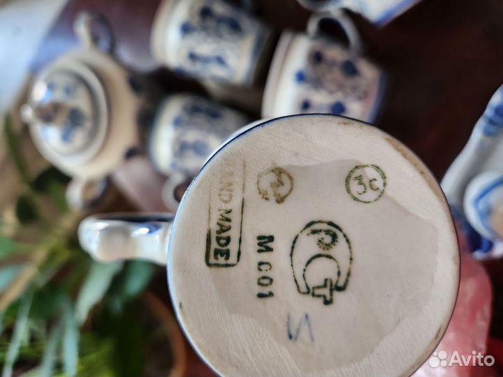 Набор чайный посуды гжель роспись кружка, чайник