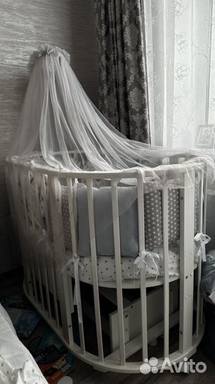 Детская кроватка трансформер круглая