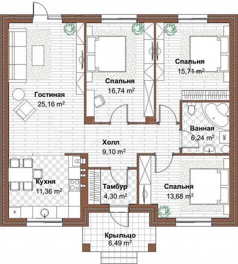 Дом 99 м² на участке 6 сот.