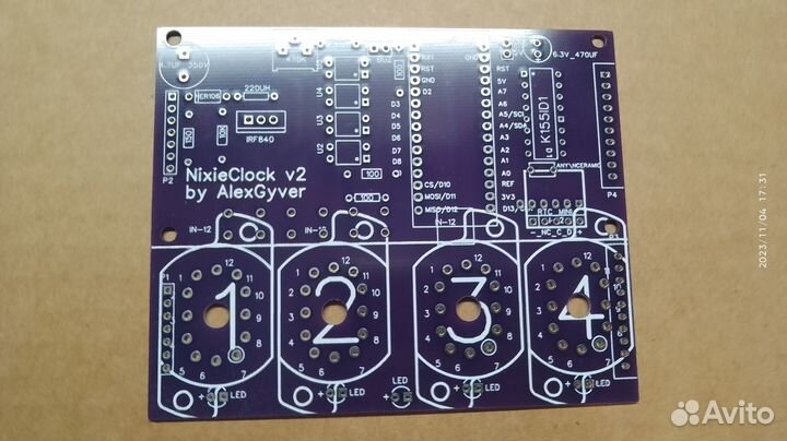 Печатная плата для часов гри по проекту AlexGyver