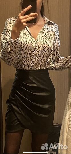 Кожаная юбка золотой песок