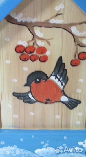 Кормушка для птиц деревянная с росписью