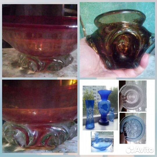 Ваза,Блюдо цветное стекло СССР