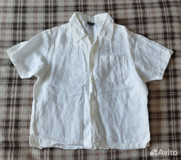 Рубашка лен/хлопок на мальчика 110 next