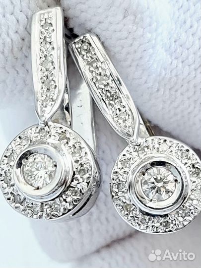 Золотые серьги 585 малинки с бриллиантами