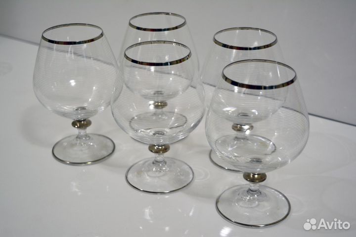 Бокалы коньячные, винные, Чешское стекло