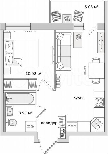1-к. квартира, 39 м², 14/21 эт.