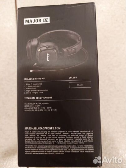 Marshall Major 4 IV black (Оригинал)