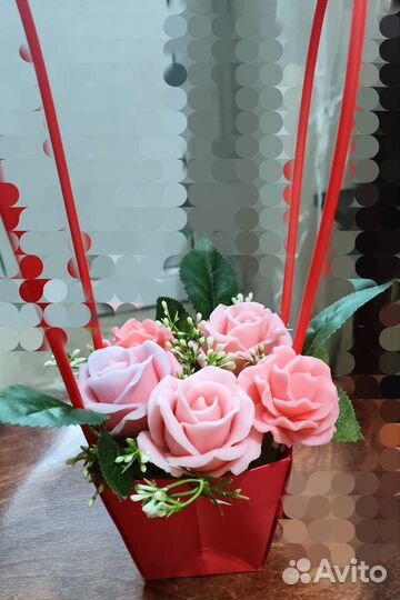 Букет роз из мыла