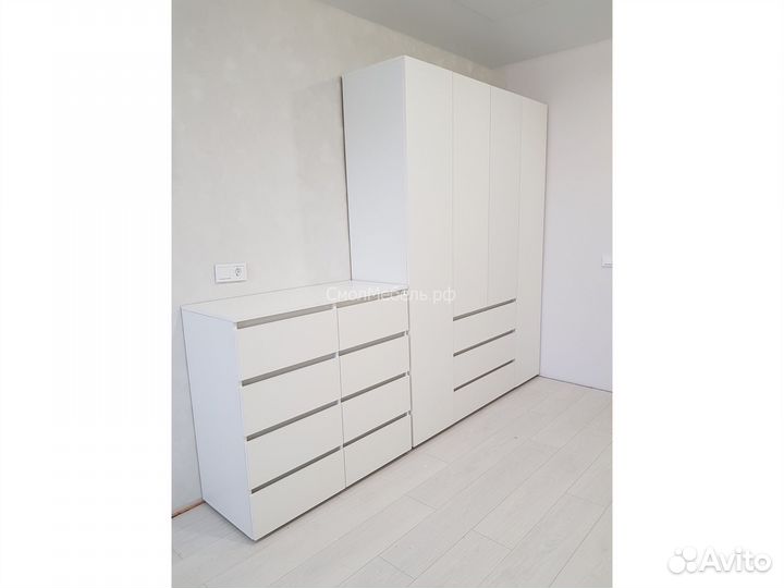 Шкаф четырёхстворчатый с ящиками