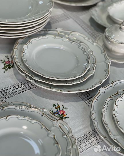 Веймар, столовый сервиз. Винтаж зеленое клеймо