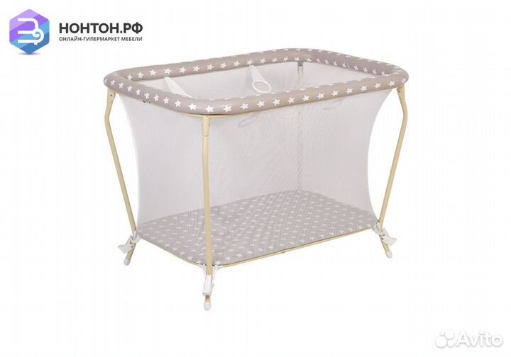 Манеж Classic принт Звезды / макиато / белый