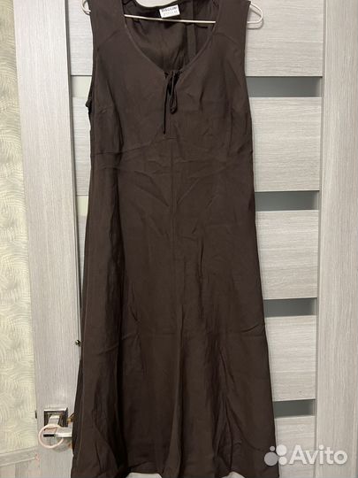 Платье сарафан трапеция лён 48 р шоколад