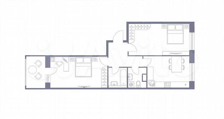 2-к. квартира, 66,1 м², 6/17 эт.