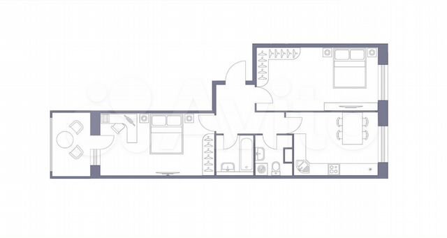 2-к. квартира, 66,1 м², 6/17 эт.