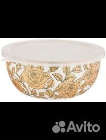 Миска agness эмалированная С пластик.крышкой, сери