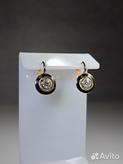 Золотые серьги 585 пробы с бриллиантами