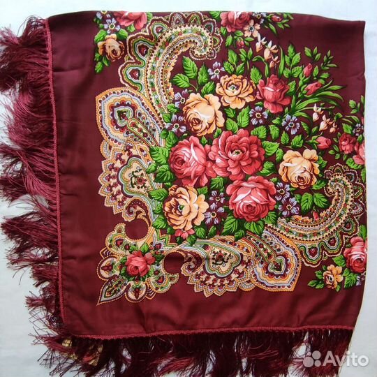 Платок шаль 150х150 Бордовый