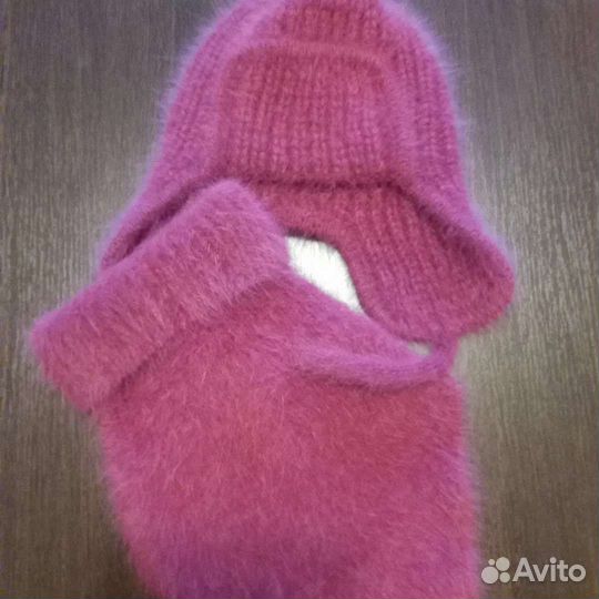 Шапка ушанка и снуд уголок