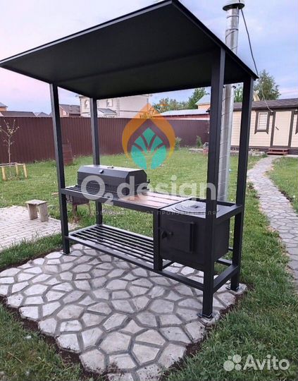 Мангалы в стиле лофт с крышей