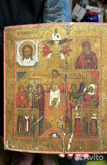 Старинная икона Распятие Христа Ярославль
