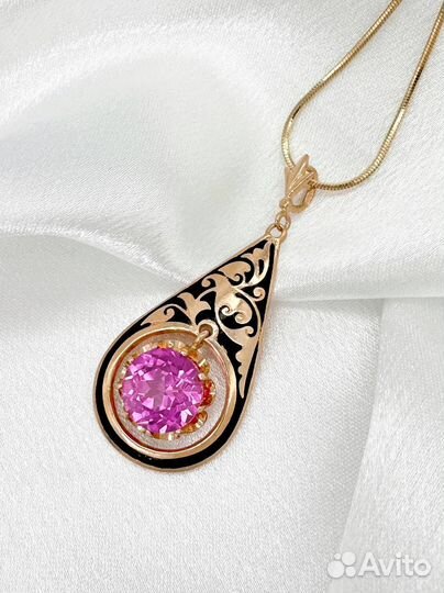 Золотой кулон СССР с корундом 583 / 7.18 гр