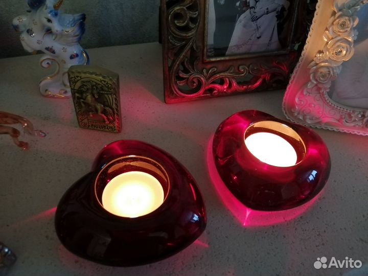 Стеклянные подсвечники 2 шт