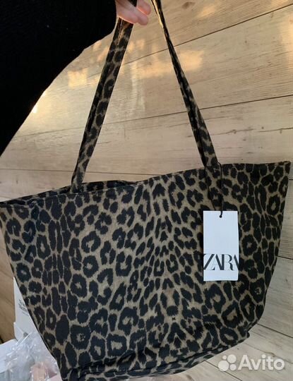 Cумка Zara шоппер леопардовая