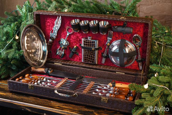 Набор шампуров Элит Дипломат в коробе кожзам 6 шам