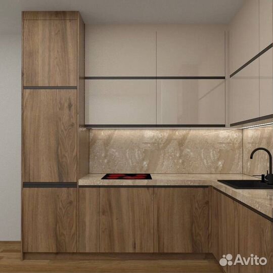 Кухня с горизонтальный верхом новая от фабрики