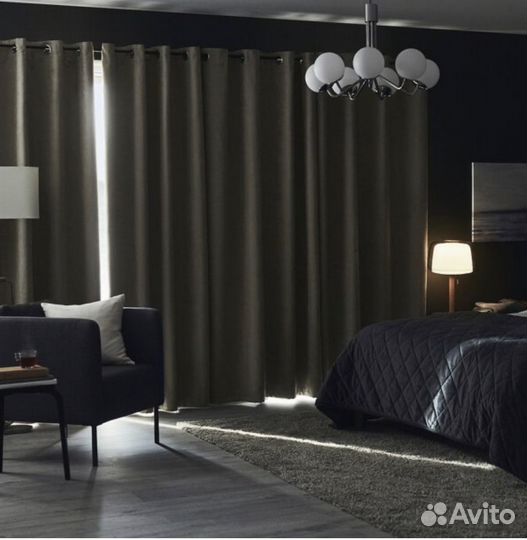 Шторы портьеры Биртна икеа 290*255 замша беж