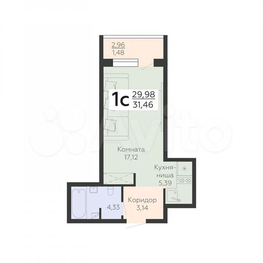 1-к. квартира, 31,5 м², 3/24 эт.