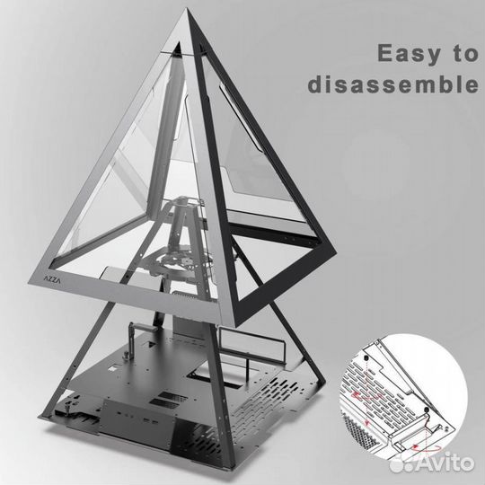 Корпус Azza Pyramid L черный/серебристый