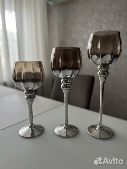 Подсвечники стекло (комплект 3 шт)