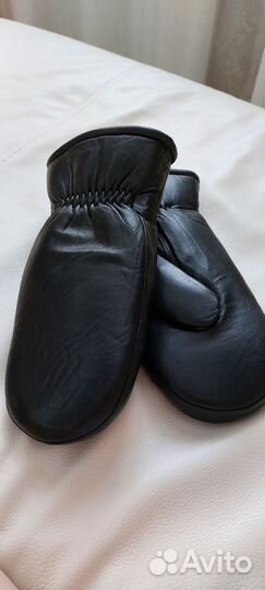 Мужские варежки из натуральной кожи с цигейкой