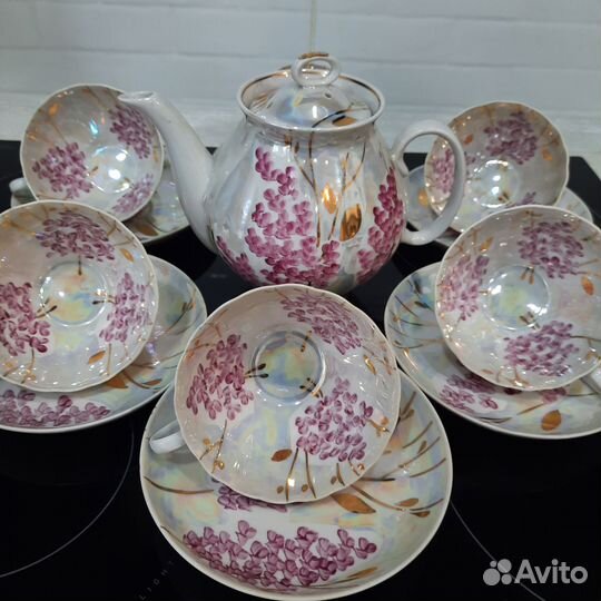 Чайный сервиз розовая сирень Дулево